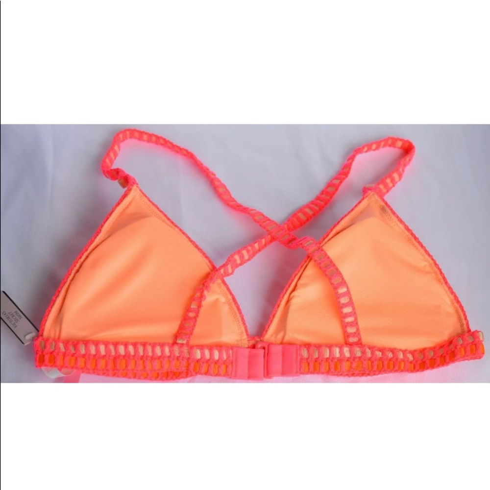 NWT Victoria Secret Crochet Swimwear Top Medium Neon Pink 🔥🔥 - Picture 3 of 6